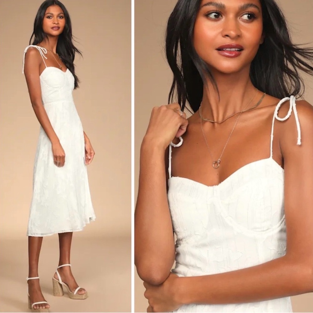 Lulu's White Lace Midi Dress